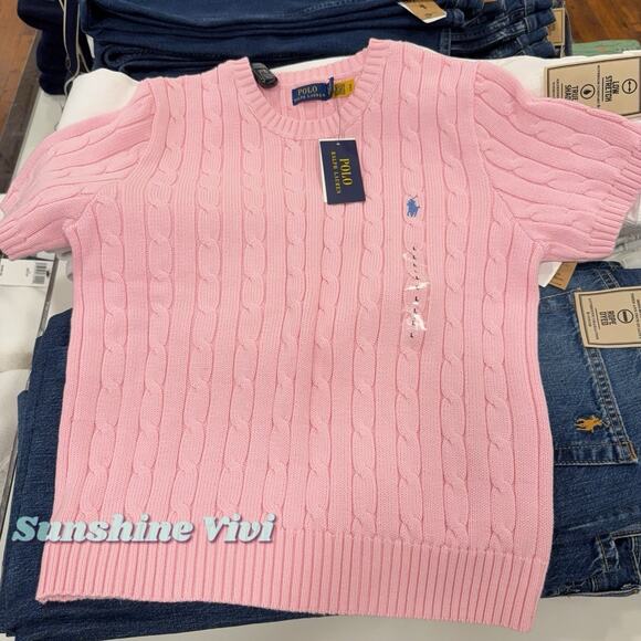 Polo Ralph Lauren Sweaters - NWT Polo Ralph Lauren Woman Cotton Short-Sleeve Sweater pink large